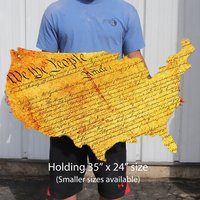 Plasma Cut Dibond Aluminium Usa Verfassung Karte Home Decor Wall Art Patriotic Symbolism Declaration United States 35" X 24" | Pss0024 von SurfToSummit