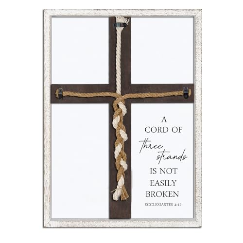 Surfapans Hochzeitsschild mit drei Strängen, 38,1 x 25,4 cm, geflochten, für Hochzeitszeremonie, Ideen, Holzrahmen für Paare, Jahrestag, religiöse, christliche Ehe, Geschenke, Dekoration, Ecclesiastes von Surfapans