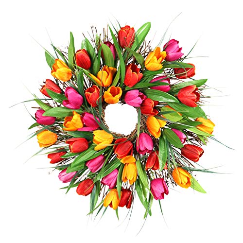 30cm türkranz frühling,tulpen künstlich wie echt,muttertagsgeschenk,Kranz deko,Blumenkranz deko,Simulationskranz für Simulationsgirlanden-Blumenornamente im europäischen Stil (C) von Surfiiiy