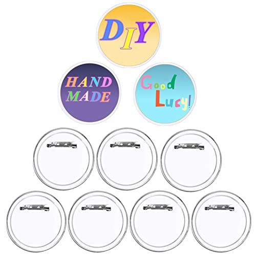 Surflyee 40 Stück Buttons Selber Machen Ohne Buttonmaschine, Transparente DIY Buttons Anstecker, Buttons Selber Machen 58mm, Ansteckbuttons mit Nadel, Button Pins für JGA Bild Foto Kleidung von Surflyee