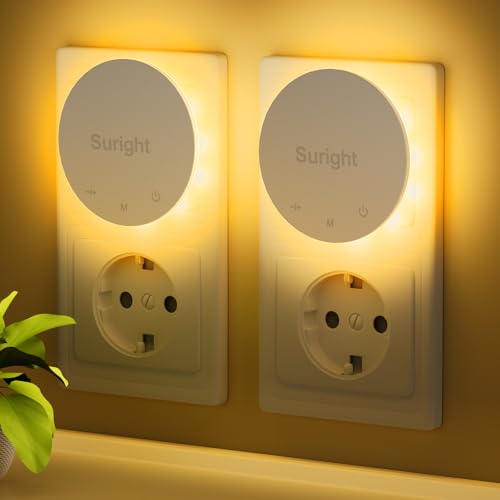 2 Stück Nachtlicht Steckdosen, Nachtlichter mit Bewegungsmelder und Dämmerungssensor, Hinterleuchtete, Helligkeit Dimmbare, 3 Modi, 2700K Warmweiß, 30LM für Flur, Treppe, Schlafzimmer, Kinderzimmer 2 Stück Nachtlicht Steckdosen, Nachtlichter mit Bewegungsmelder und Dämmerungssensor, Hinterleuchtete, Helligkeit Dimmbare, 3 Modi, 2700K Warmweiß, 30LM für Flur, Treppe, Schlafzimmer, Kinderzimmer von Suright