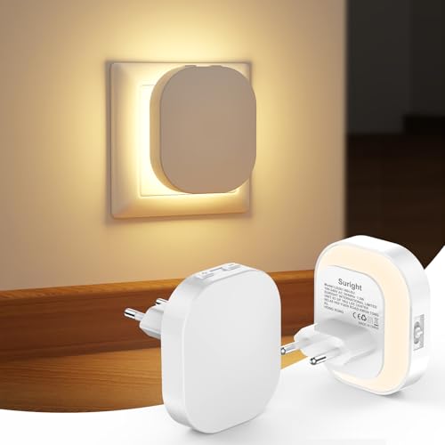 Suright 2 Pack Nachtlicht Steckdose mit Bewegungssensor und Dämmerungssensor von Suright