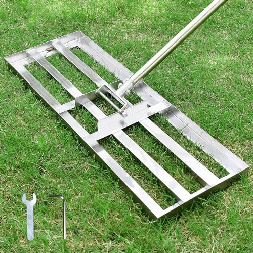 SurmountWay Lawn Leveling Rake Golf Gartengras Werkzeug Topdressing Surface Leveler Levelawn Rake Edelstahl Garten Hinterhof Rasen Rasenschieber (2.15m, 25x72cm) von SurmountWay