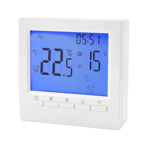 Surplex Programmierbares Digitales Thermostat 3A mit LCD-Display, Raumtemperaturregler für Gaskessel und Heizung, Batteriebetrieben, Ideal zur Temperaturregulierung in Wohnräumen von Surplex