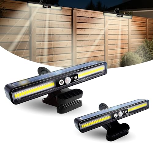 Surplex Solarlampen für Außen, 2 Stück Clip-on Solarleuchte mit Bewegungsmelder, 2 Montagearten 3 Modi Wandleuchte mit 36 LEDs, Wasserdichte Solar Light für Garten Zäune Camping, Wärmes Licht von Surplex