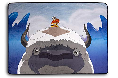 Surreal Entertainment Avatar: The Last Airbender Aang and Appa Plüsch-Überwurfdecke, gemütliche Sherpa-Decke, superweiche, leichte Fleecedecke, geekige Heimdekoration, 114,4 x 152,4 cm von Surreal Entertainment