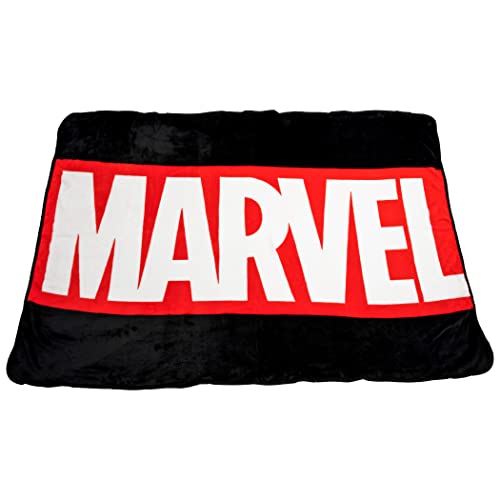 Surreal Entertainment Fleece-Überwurfdecke mit Marvel-Markenlogo, Polyester, Single (50" x 60"), Schwarz, Decke von Surreal Entertainment