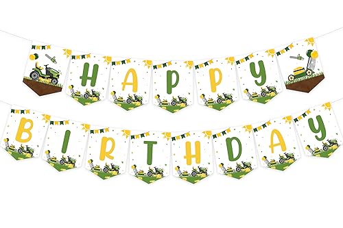 Rasenmäher Geburtstag Party Dekorationen, grün und gelb Traktor Happy Birthday Banner, Bauernhof Traktor Themed Geburtstag Party Decor Supplies Rasenmäher Geburtstag Party Dekorationen, grün und gelb Traktor Happy Birthday Banner, Bauernhof Traktor Themed Geburtstag Party Decor Supplies von Sursurprise