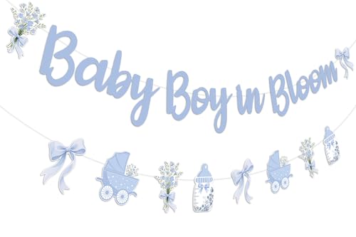 Sursurprise Baby Boy in Bloom Dekorationen, Baby Boy in Bloom Banner Schild, blaue Schleifen Blume Floral Party Supplies Sursurprise Baby Boy in Bloom Dekorationen, Baby Boy in Bloom Banner Schild, blaue Schleifen Blume Floral Party Supplies von Sursurprise