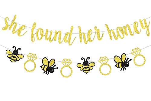 Sursurprise Bee Bridal Shower Decorations, She Found Her Honey Banner Hummel Diamant Ring Girlande für Braut zu Biene Brautdusche Verlobung Hochzeit Junggesellinnenabschied Zubehör Sursurprise Bee Bridal Shower Decorations, She Found Her Honey Banner Hummel Diamant Ring Girlande für Braut zu Biene Brautdusche Verlobung Hochzeit Junggesellinnenabschied Zubehör von Sursurprise