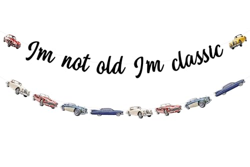 Sursurprise I'm Not Old I'm Classic Vintage Car Birthday Banner, Funny Classic Car Happy Birthday Sign for Men 30th 40th 50th 60th 70th 80th Bday Party Decorations Vintage Car Supplies Sursurprise I'm Not Old I'm Classic Vintage Car Birthday Banner, Funny Classic Car Happy Birthday Sign for Men 30th 40th 50th 60th 70th 80th Bday Party Decorations Vintage Car Supplies von Sursurprise
