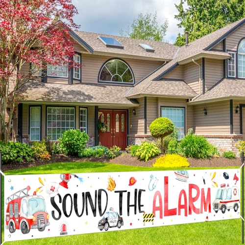 Sursurprise Notfall-Fahrzeug-Party-Dekorationen, großes Rettungsfahrzeug-Hof-Banner, Alarmton für den Innen- und Außenbereich, Hintergrunddekoration, Ersthelfer, Geburtstag, Babyparty, Hochzeit Sursurprise Notfall-Fahrzeug-Party-Dekorationen, großes Rettungsfahrzeug-Hof-Banner, Alarmton für den Innen- und Außenbereich, Hintergrunddekoration, Ersthelfer, Geburtstag, Babyparty, Hochzeit von Sursurprise