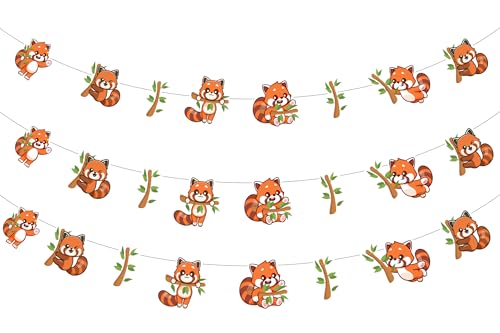 Sursurprise Roter Panda-Party-Dekorationen, 3 rote Panda-Banner für Geburtstag, Babyparty, Dekoration, Partyzubehör Sursurprise Roter Panda-Party-Dekorationen, 3 rote Panda-Banner für Geburtstag, Babyparty, Dekoration, Partyzubehör von Sursurprise