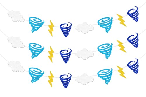 Sursurprise Tornado-Party-Dekorationen, 3 Stück, blaue Tornado-Banner, Wolkenblitz-Bolz-Schild für Jungen, Twonado Fournado, Sturmwetter, Geburtstagsparty-Zubehör Sursurprise Tornado-Party-Dekorationen, 3 Stück, blaue Tornado-Banner, Wolkenblitz-Bolz-Schild für Jungen, Twonado Fournado, Sturmwetter, Geburtstagsparty-Zubehör von Sursurprise