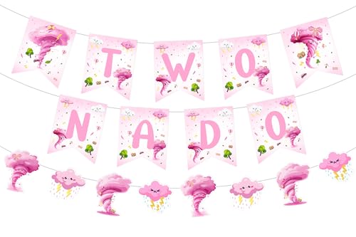 Sursurprise Two Nado Birthday Party Decorations for Girls, Two Nado Banner Pink Tornado Sign, Tornado 2nd Birthday Decor 2 Years Old Bady Party Supplies Sursurprise Two Nado Birthday Party Decorations for Girls, Two Nado Banner Pink Tornado Sign, Tornado 2nd Birthday Decor 2 Years Old Bady Party Supplies von Sursurprise