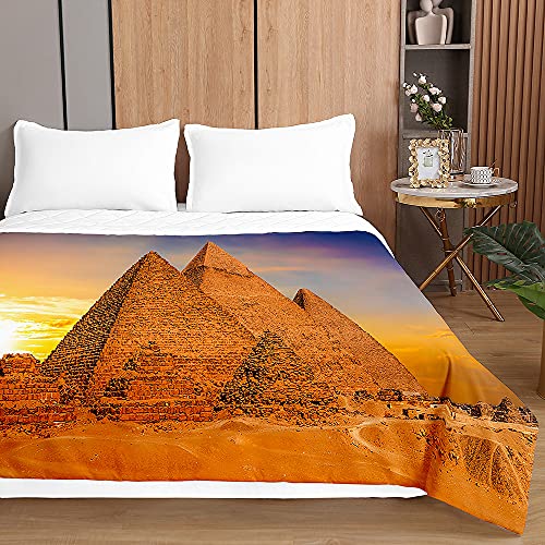 Surwin 3D Landschaft Tagesdecke Bettüberwurf Steppdecke für Doppelbett Einzelbett,Mikrofaser Wattiert Gesteppt Bettdecke Dünne Tagesdecken mit Ultraschall Prägung (Ägyptische Pyramiden,220x240cm) von Surwin