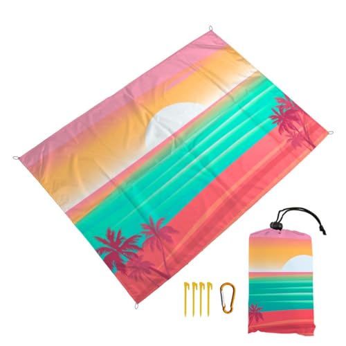 Surwin 3D Stranddecke Sandfrei Wasserdicht Stranddecke XXL Strandmatte Faltbar Ultraleicht und Tragbar Picknickdecke mit Tragetasche & 4 Heringen für Strand Camping Outdoor (Rosa,140x150cm) von Surwin