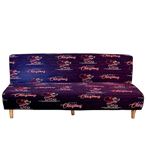 Surwin 3D Weihnachts Sofabezug ohne Armlehnen Stretch Armlose Sofabettüberzug Antirutsch Clic Clac Sofahusse Schonbezug Protector für Klappcouch Schlafsofa (Neon,M:160-190cm) von Surwin