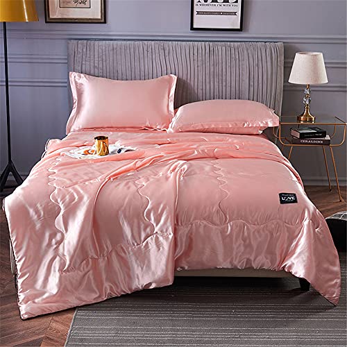 Surwin Bequem & Weich Tagesdecke Bettüberwurf aus Emulation Seide Luxuriös Gesteppt Einfarbig Bettdecke Sommer Dünne Steppdecke für Doppelbett Einzelbett (Hell-Pink,150x200cm) von Surwin