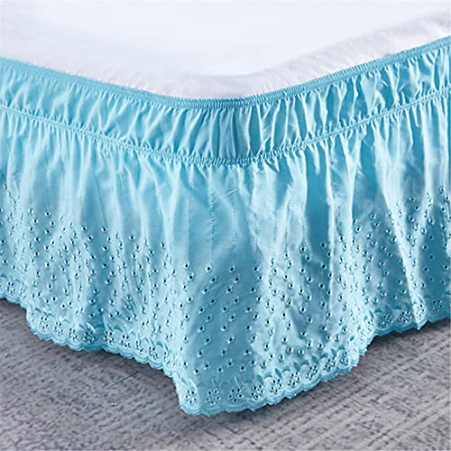 Surwin Betthusse Ruffle Bettrock Rüschen, Elastischer Bett Rock Bettvolant Gerüschter Bed Skirt Wrap Around Bettrock Husse Röcke Keine Bettoberfläche Bett Bettgestein (100x200x38cm,Blau) von Surwin