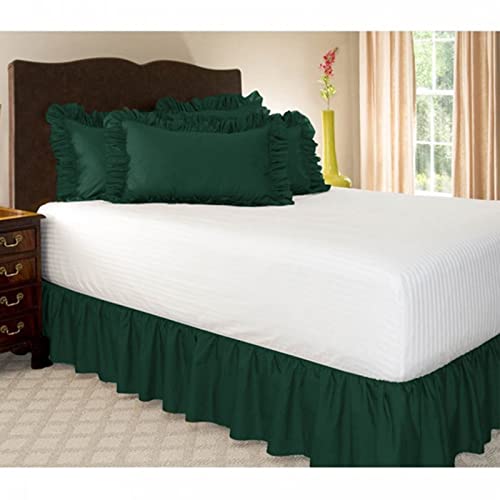 Surwin Betthusse Ruffle Bettrock Rüschen, Elastischer Bett Rock Bettvolant Gerüschter Bed Skirt Wrap Around Bettrock Husse Röcke Keine Bettoberfläche Bett Bettgestein (180x200x38cm,Dunkelgrün) von Surwin