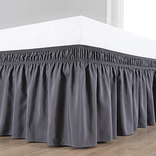 Surwin Betthusse Ruffle Bettrock Rüschen, Elastischer Bett Rock Bettvolant Gerüschter Bed Skirt Wrap Around Bettrock Husse Röcke Keine Bettoberfläche Bett Bettgestein (Dunkelgrau,180x200x38cm) von Surwin