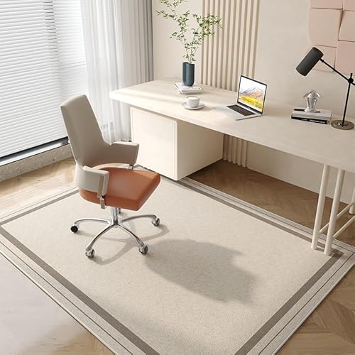 Surwin Bürostuhl Unterlage Teppich, Einfache Linien Bodenschutzmatte für Bürostuhl Hartböden Parkett Laminat, Kratzfest rutschfest Bodenmatte Stuhlunterlage Schreibtischstuhl (Khaki 2,80x160cm) von Surwin