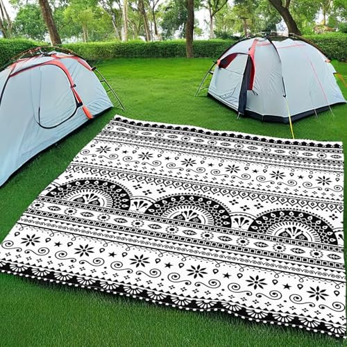 Surwin Bunt Stranddecke Sandfrei Wasserdicht Stranddecke XXL Strandmatte Faltbar Ultraleicht und Tragbar Picknickdecke mit 4 Heringen für Strand Camping Outdoor (Exotisch,200x200cm) von Surwin