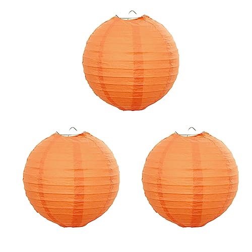 Surwin Bunte Papierlaterne Set, Hochzeitsdeko Party Deko Lampions, Rund Papierlampe Hängend Papierlaternen für Geburtstag, Abschlussfeier, Babyparty, Brautdusche (30CM,Orange) von Surwin