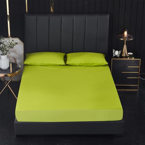 Surwin Bunter Wasserdicht Spannbettlaken Rutschfestem Spannbetttücher Elastisch Bettlaken, 30cm Steghöhe, Weiche Spannbetttuch Mikrofaser Spannleintuch (Grün,120x200+30cm) von Surwin