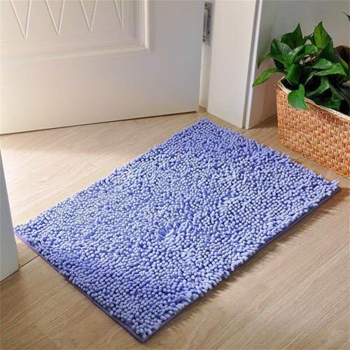 Surwin Chenille Badematte rutschfest Badteppich, Anmut Volltonfarbe Weich Flauschig Badezimmermatten Badezimmerteppich Saugfähig Waschbar Badvorleger Fußmatte für Badezimmer (Blau,50x160cm) von Surwin