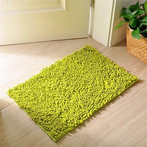 Surwin Chenille Badematte rutschfest Badteppich, Anmut Volltonfarbe Weich Flauschig Badezimmermatten Badezimmerteppich Saugfähig Waschbar Badvorleger Fußmatte für Badezimmer (Grün,50x80cm) von Surwin