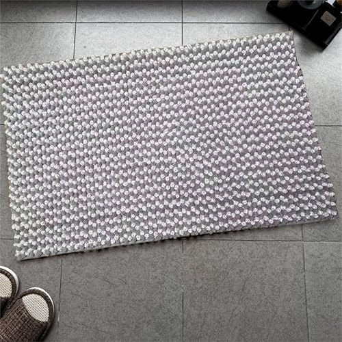 Surwin Chenille Badematte rutschfest Badteppich, Klassische Zweifarbigkeit Weich Flauschig Badezimmermatten Badezimmerteppich Saugfähig Waschbar Badvorleger Badezimmer Fußmatte (Grau,50x80cm) von Surwin