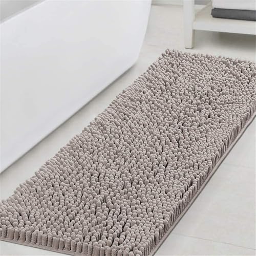 Surwin Chenille Badematte rutschfest Badteppich, Prämie Flauschig Badezimmermatten Badezimmerteppich Saugfähig Waschbar Badvorleger Fußmatte für Toilette Badezimmer (Taupe,40x60cm) von Surwin