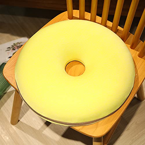 Surwin Donut Kissen Sitzkissen Orthopädisch, 1Pcs Sitzkissen Rund, Sitzkissen Bürostuhl, Hämorrhoiden Sitzkissen, Bequemer Sitzring Steißbein Entlastung für Rücken, Hüfte (40x40cm,Gelb) von Surwin