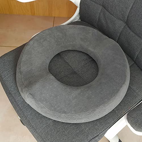 Surwin Donut Kissen Sitzkissen Orthopädisch, Sitzkissen Rund, Sitzkissen Bürostuhl, Hämorrhoiden Sitzkissen, Bequemer Sitzring Steißbein Entlastung (40x40x7cm,Dunkelgrau) von Surwin