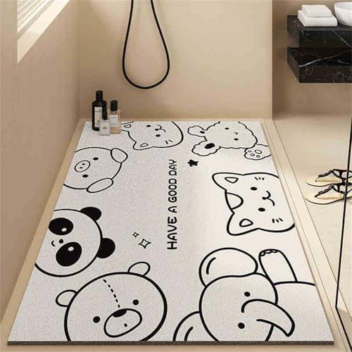 Surwin Duschmatte rutschfest, Mode Netter Stil Weich Komfort Duschmatten, Waschbar PVC-Luffa Badewannenmatte, Pflegeleicht Schnell Trocknend rutschfeste Fußmatte (Tier,90x90cm) von Surwin