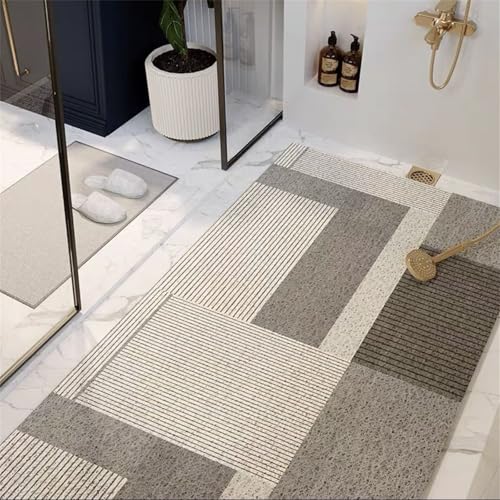 Surwin Duschmatte rutschfest, Waschbar Duschmatten, Geometrisch Druck Weich Komfort PVC-Luffa Badewannenmatte, Pflegeleicht Schnell Trocknend Fußmatte für Nassbereiche (Labyrinth,60X90cm) von Surwin