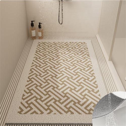 Surwin Duschmatte rutschfest, Waschbar Duschmatten, Weich Komfort PVC-Luffa Badewannenmatte, Pflegeleicht Schnell Trocknend rutschfeste Fußmatte für Nassbereiche (Beige,80x120cm) von Surwin