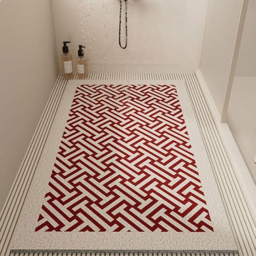 Surwin Duschmatte rutschfest, Waschbar Weich Komfort Duschmatten PVC Luffa Badewannenmatte für Nassbereiche Pflegeleicht Schnell Trocknend rutschfeste Fußmatte (Rot,60x120cm) von Surwin