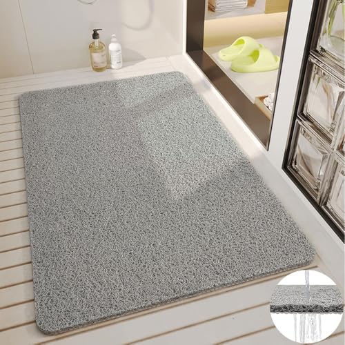 Surwin Duschmatte rutschfest, Weich Komfort Duschmatten, Uni-Farbe Waschbar PVC-Luffa Badewannenmatte für Nassbereiche Pflegeleicht Schnell Trocknend rutschfeste Fußmatte (50x80cm,Hellgrau) von Surwin