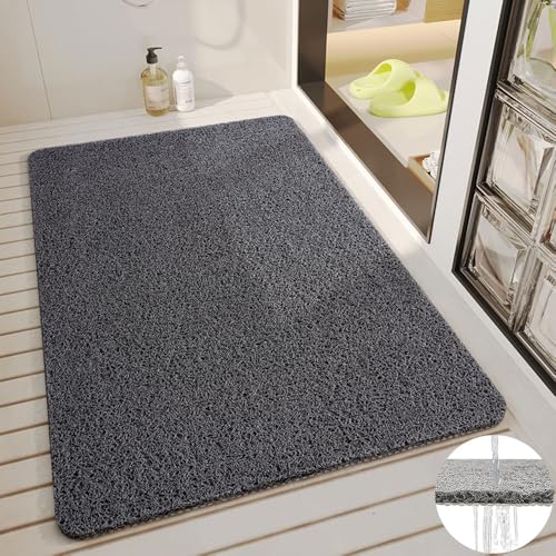 Surwin Duschmatte rutschfest, Weich Komfort Duschmatten, Uni-Farbe Waschbar PVC-Luffa Badewannenmatte für Nassbereiche Pflegeleicht Schnell Trocknend rutschfeste Fußmatte (80x120cm,Dunkelgrau) von Surwin