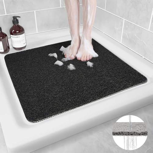 Surwin Duschmatte rutschfest, Weich Komfort Duschmatten, Waschbar PVC-Luffa Badewannenmatte für Nassbereiche Pflegeleicht Schnell Trocknend rutschfeste Fußmatte (40x60cm,Schwarz) von Surwin