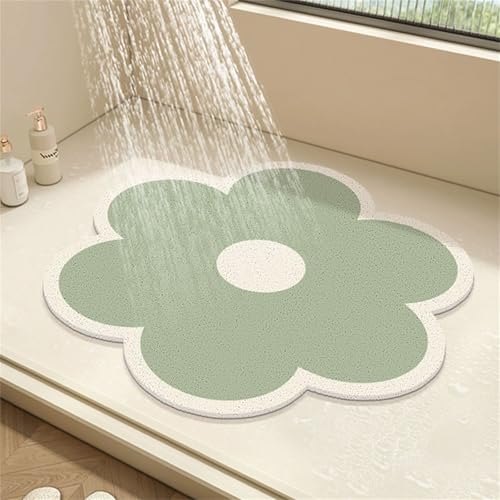 Surwin Duschmatte rutschfest PVC, Blume Blütenblatt Form Luffa Badematte Massage Duschmatten mit Ablaufloch, Weich Komfort Schnelltrocknend Badewannenmatte Antirutschmatte (Grün,70x70cm) von Surwin