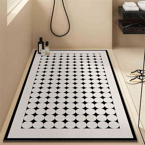 Surwin Duschmatte rutschfest PVC, Luffa Badematte Schnelltrocknend Massage Duschmatten mit Ablaufloch, Weich Komfort Badewannenmatte Antirutschmatte Badewanne (Polka Dot A,50x80cm) von Surwin