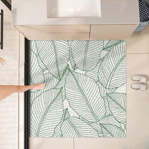Surwin Duschmatte rutschfest Quadrat Badezimmermatte mit 3D-Tropische Blätter Weich Komfort PVC-Luffa Badmatte mit Ablauflöchern Schnell Trocknend für Dusche, Nassbereiche (Minimalismus,60x80cm) von Surwin