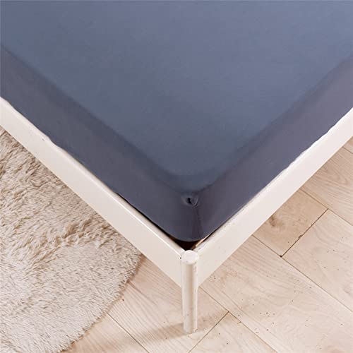 Surwin Einfarbig Spannbettlaken Spannbetttuch Boxspringbett, Mikrofaser Weiche Matratzenbezug Steghöhe bis 35 cm, mit Elastischem Gummiband für Einzelbett Doppelbett (grau Blau,160x200x35cm) von Surwin