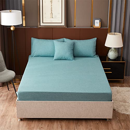 Surwin Einfarbig Spannbettlaken Spannbetttuch Boxspringbett,Moderner Druck Mikrofaser Matratzenbezug Steghöhe bis 30 cm,mit Elastischem Gummiband für Einzelbett Doppelbett (Blau,90x200x30cm) von Surwin