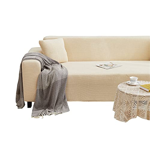 Surwin Elastisch Sofa Überwürfe 1 2 3 4 5 Sitzer, Einfarbig Sofabezug Stretch Schonbezug Universal Sofahusse für Armlehnen Sofa Abdeckung Polyester Couchbezug (3 Sitzer (190-230cm),Beige) von Surwin