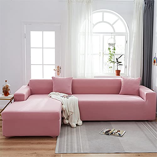 Surwin Elastisch Sofa Überwürfe 1 2 3 4 5 Sitzer, Einfarbig Sofabezug Stretch Schonbezug Universal Sofahusse für Armlehnen Sofa Abdeckung Polyester Couchbezug (3 Sitzer (190-230cm),Rosa) von Surwin